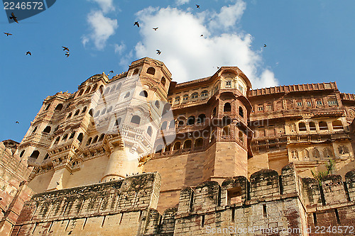 Image of Mehrangarh fortress in Jodhpur, Rajasthan, India