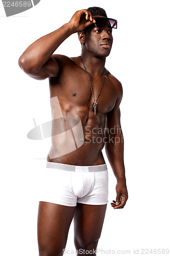 Image of Muscular shirtless male model