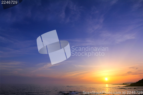 Image of beautiful sunset over sea