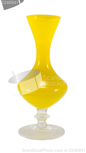 Image of vintage glass yellow curvy vase isolated on white 