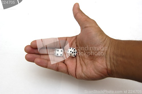 Image of Pair of dice in a hand