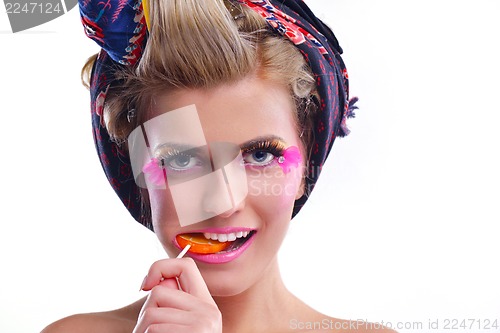 Image of Beautiful Woman with  Luxury Makeup