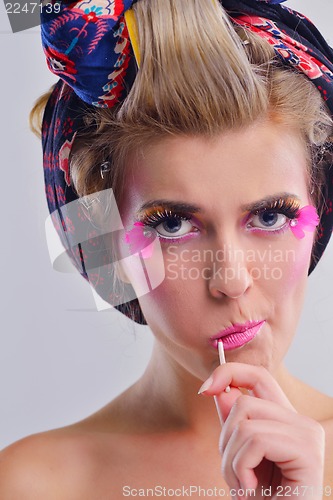 Image of Beautiful Woman with  Luxury Makeup