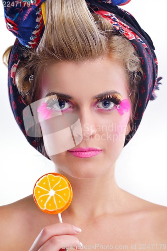 Image of Beautiful Woman with  Luxury Makeup