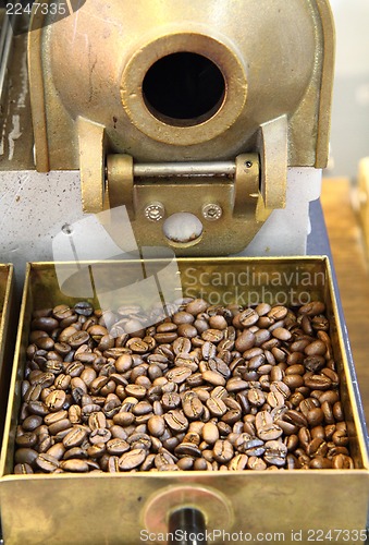 Image of old coffee beans machine as gourmet background