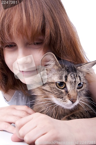 Image of little girl communicating with her pet