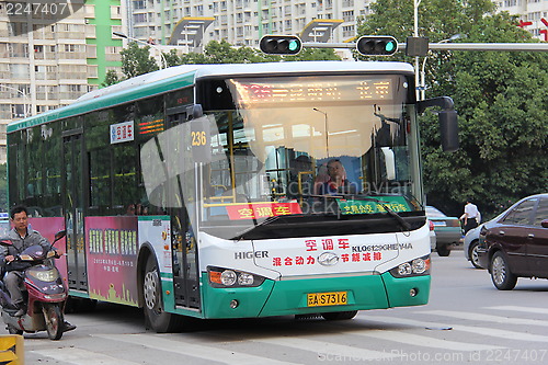 Image of hybrid bus on the road