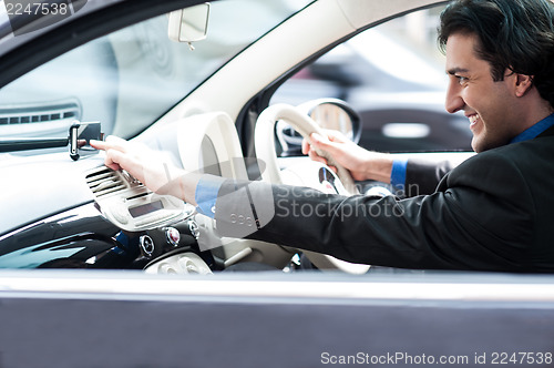 Image of Man accessing road map via gps technology