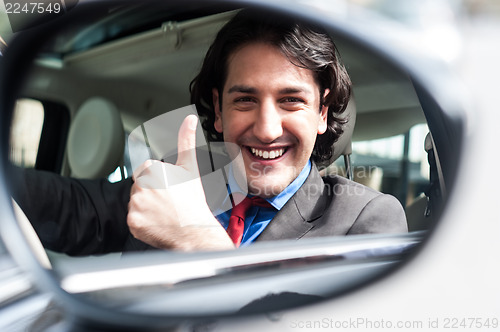 Image of Successful test drive. Nice luxurious car!