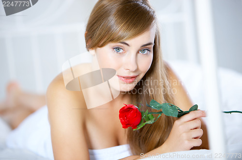 Image of Teenage Girl on Bed