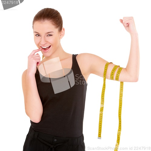 Image of Fitness woman with measure tape