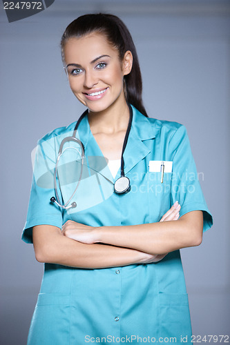 Image of Portrait of beautiful female doctor