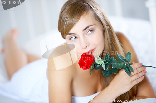 Image of Teenage Girl on Bed