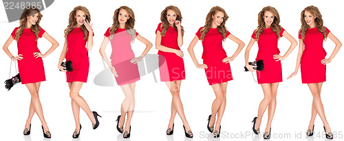 Image of Silhouettes of a sexy blond woman in red dress