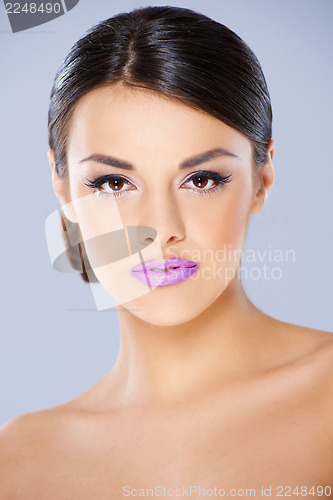 Image of Beautiful girl with violet lips