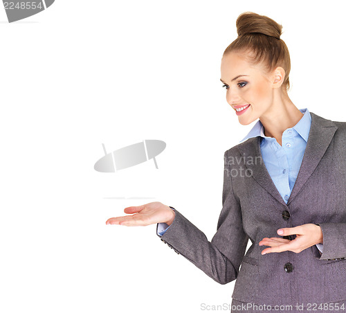 Image of Fullbody business woman smiling isolated