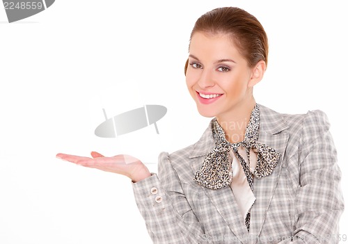 Image of Portrait of a beautiful young business woman on white