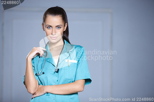 Image of Portrait of beautiful female doctor
