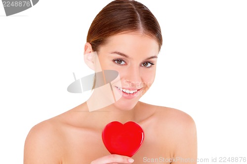 Image of Beautiful young woman on white