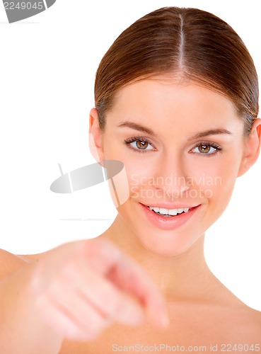 Image of Beautiful young woman on white