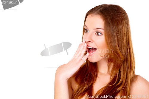 Image of Beautiful young woman on white