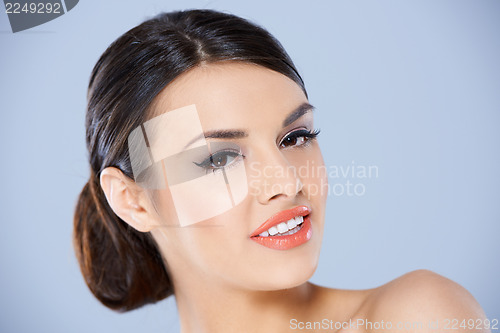Image of Close up portrait of sexy brunette girl