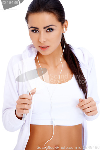 Image of Close up of a female relaxing with music