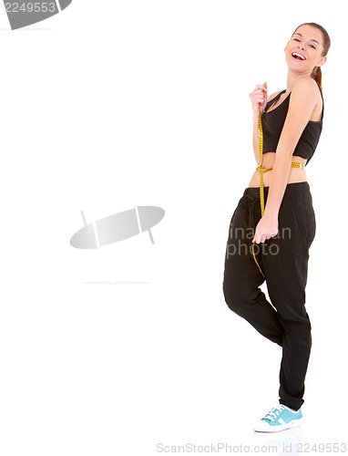 Image of Fitness woman with measure tape