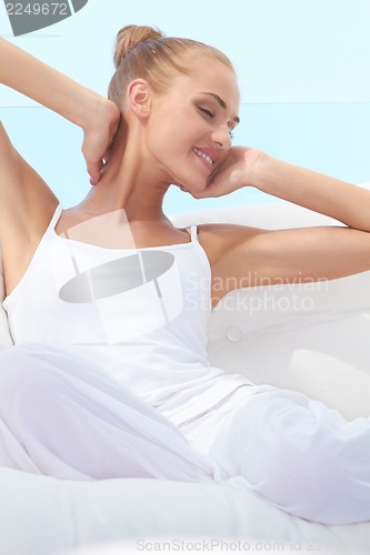 Image of Pretty woman stretching