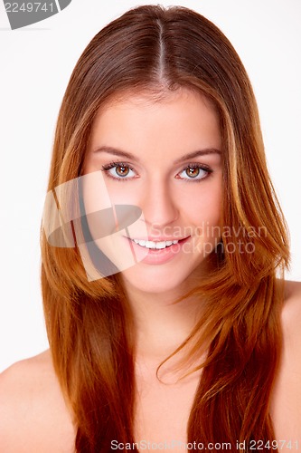 Image of Beautiful young woman on white