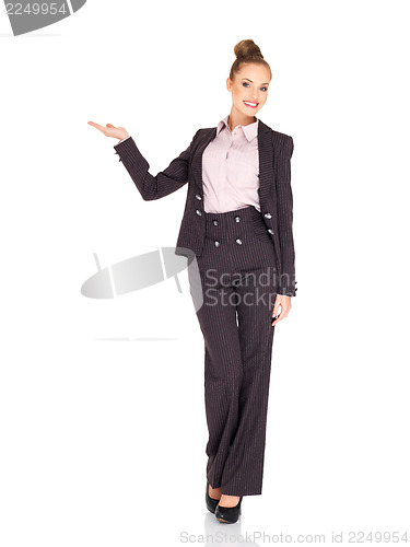 Image of Fullbody business woman smiling isolated