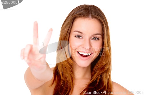 Image of Beautiful young woman on white