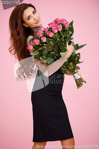 Image of Sexy woman with Valentine roses