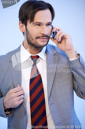 Image of Businessman chatting on a mobile phone