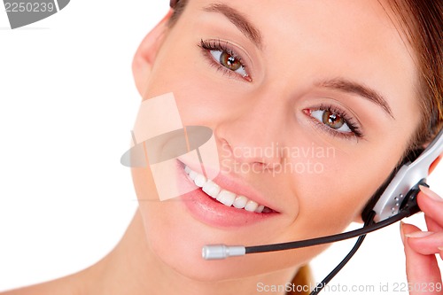 Image of Beautiful young woman on white