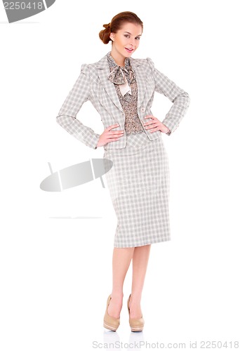 Image of Fullbody business woman smiling isolated