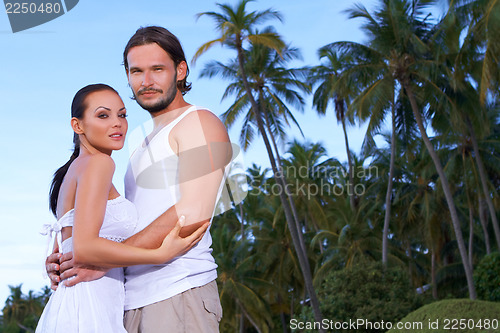 Image of Couple nex to Palm tree