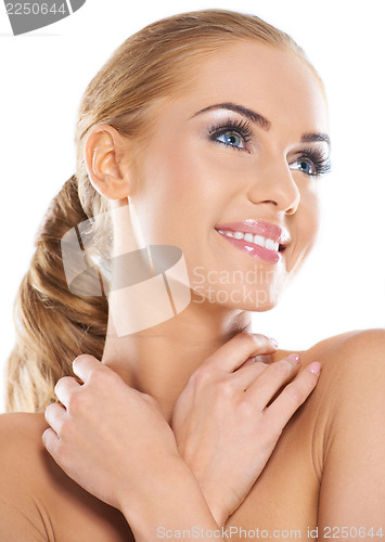 Image of Beautiful woman looking over her shoulders