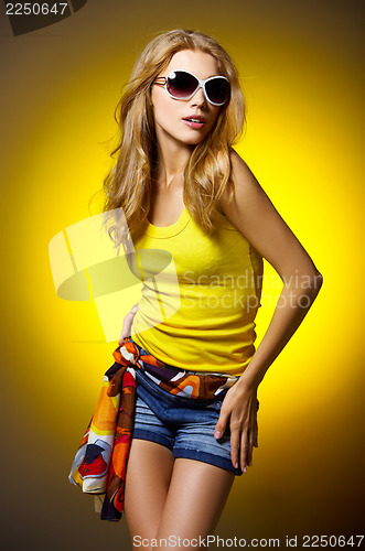 Image of Sexy woman on Yellow