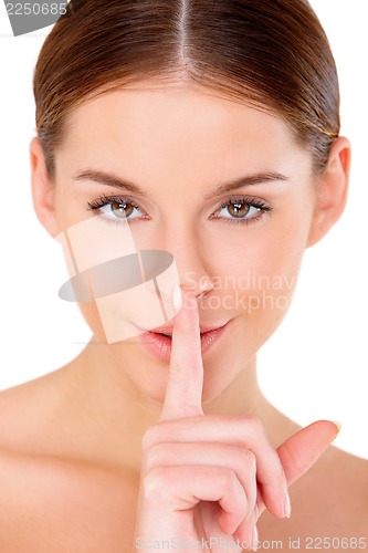 Image of Beautiful young woman on white
