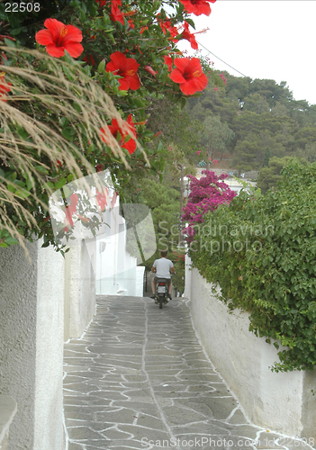 Image of street with motorbike