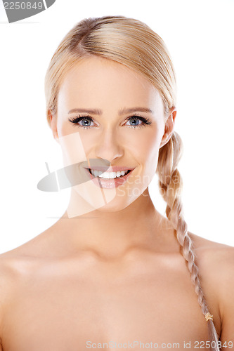 Image of Portrait of cute blond woman