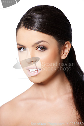 Image of Pretty girl portrait over white background