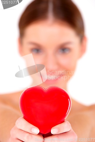 Image of Beautiful young woman on white