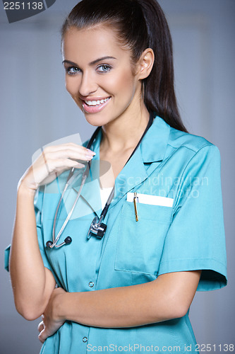 Image of Portrait of beautiful female doctor