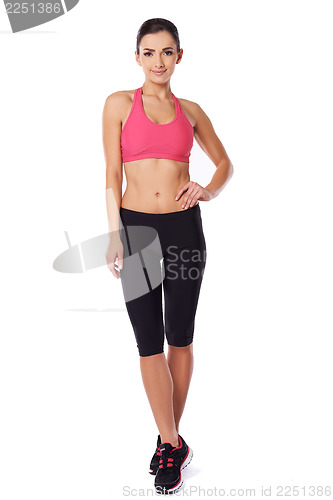 Image of Shapely fit woman in gym tights