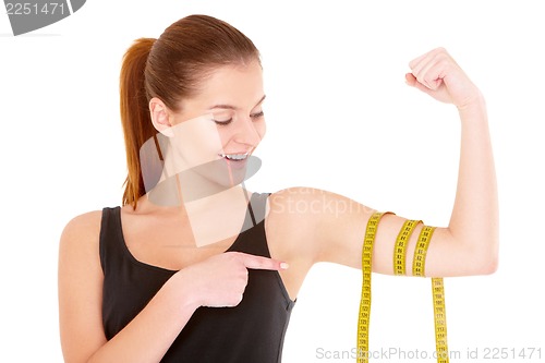 Image of Fitness woman with measure tape