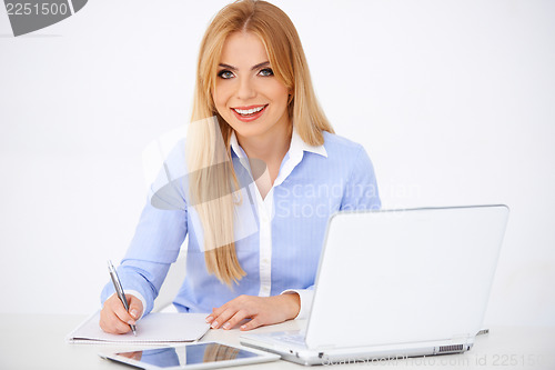 Image of Blond girl with laptop