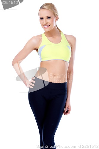 Image of Fitness blond girl smiling