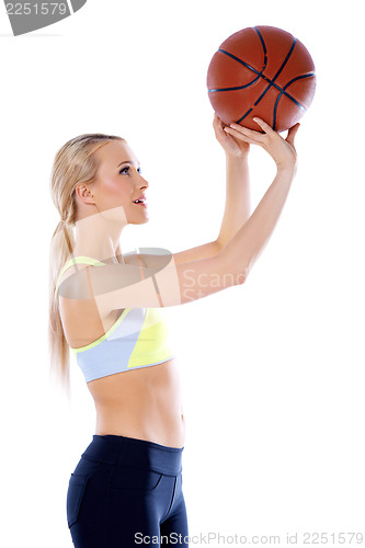 Image of Female basketball player is ready to shoot